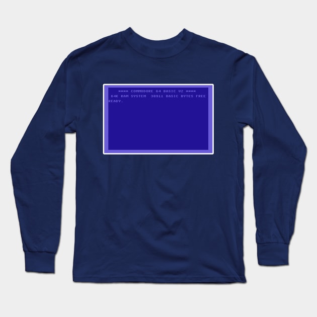 Retro Computers Commodore 64 C64 Main Screen Long Sleeve T-Shirt by Meta Cortex